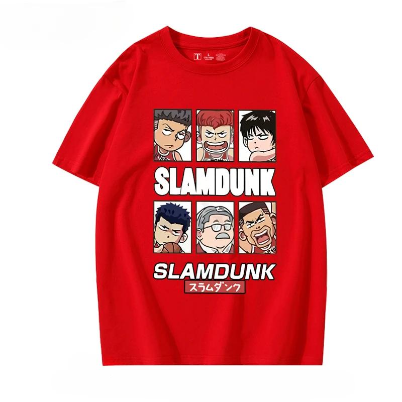 Summer men's cartoon Q-version Slam Dunk character short-sleeved T-shirt, casual 100% pure cotton short-sleeved top