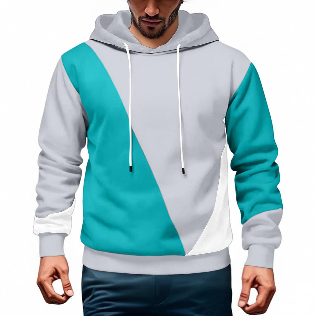 Herren Stilvolle Patchwork Sportliche Hoodies Outdoor Lässig Langarm Pullover Colorblock Kapuzensweatshirt