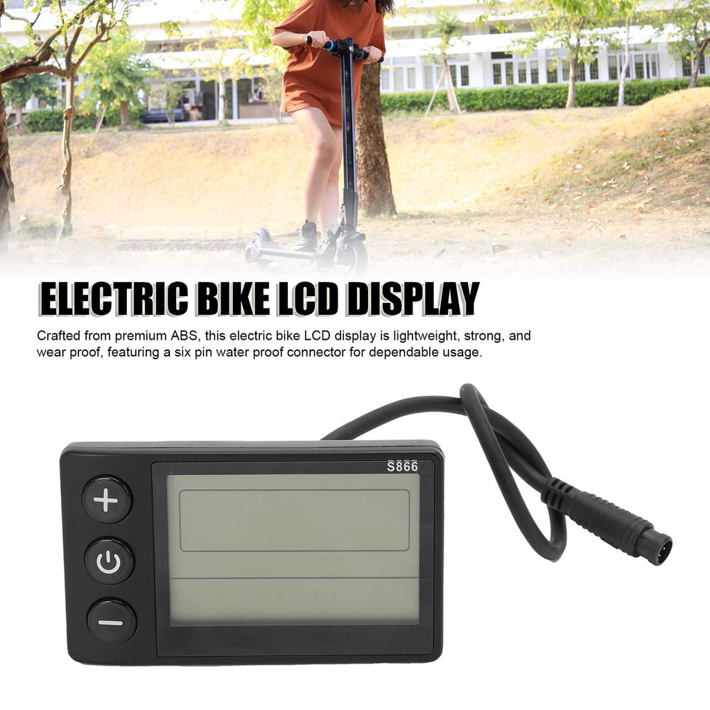 Ηλεκτρικό Ποδήλατο Οθόνη LCD Μετρητής S866 ABS Πίνακας Ελέγχου Ηλεκτρικού Ποδηλάτου με Αδιάβροχο Βύσμα 6 Pin για Τροποποίηση Πατινιού