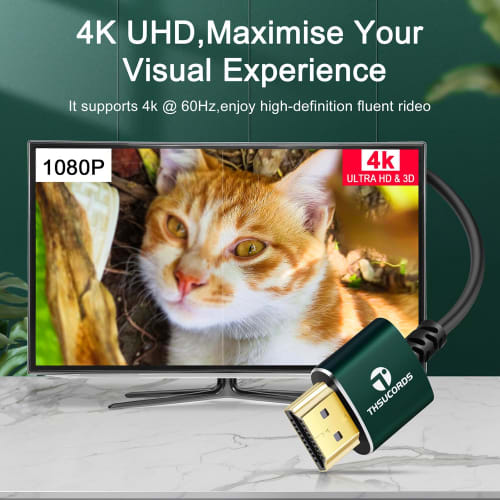 Thsucords Thin & Soft Mini HDMI to HDMI Cable 3M. Ultra Slim & Flexible Mini HDMI Cable 3D/4K@60Hz/18gbps/2160P/1080P Eligible Billing Available