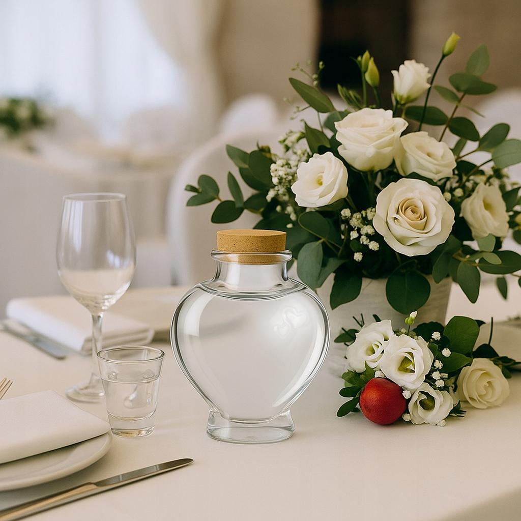 5x LOVE Glass Containers 350ml for Wine Alcohol Gift Wedding Bottles