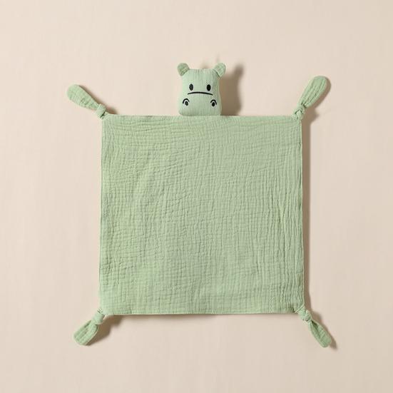 Cotton Baby Security Blanket Hippo Loveys with Bite-Friendly Corners Teething Safe Baby Towel for Newborns Infants
