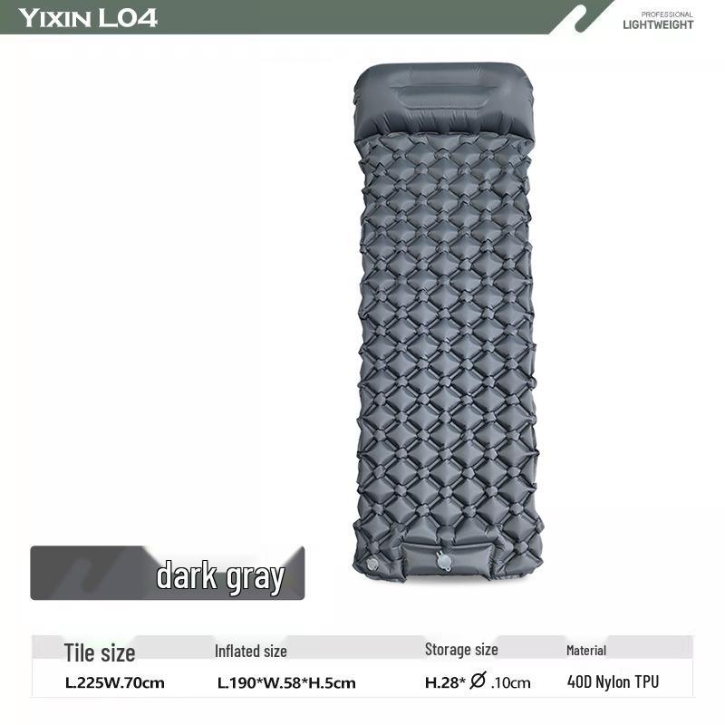 Ultralight Single Sleeping Pad with Pillow, Foot-Pump Inflatable Camping Mat, Moisture-Proof for Outdoor, Tent, or Car Use.