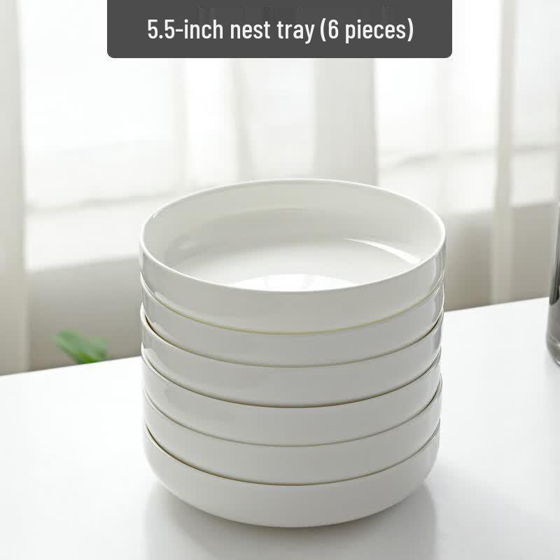 Pure White Ceramic Deep Rimmed Plates
