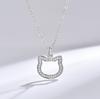 Luxury Niche Women's KT Cat Pendant Necklace with Inlaid Diamonds - Cute, Versatile Fashion Jewelry Gift