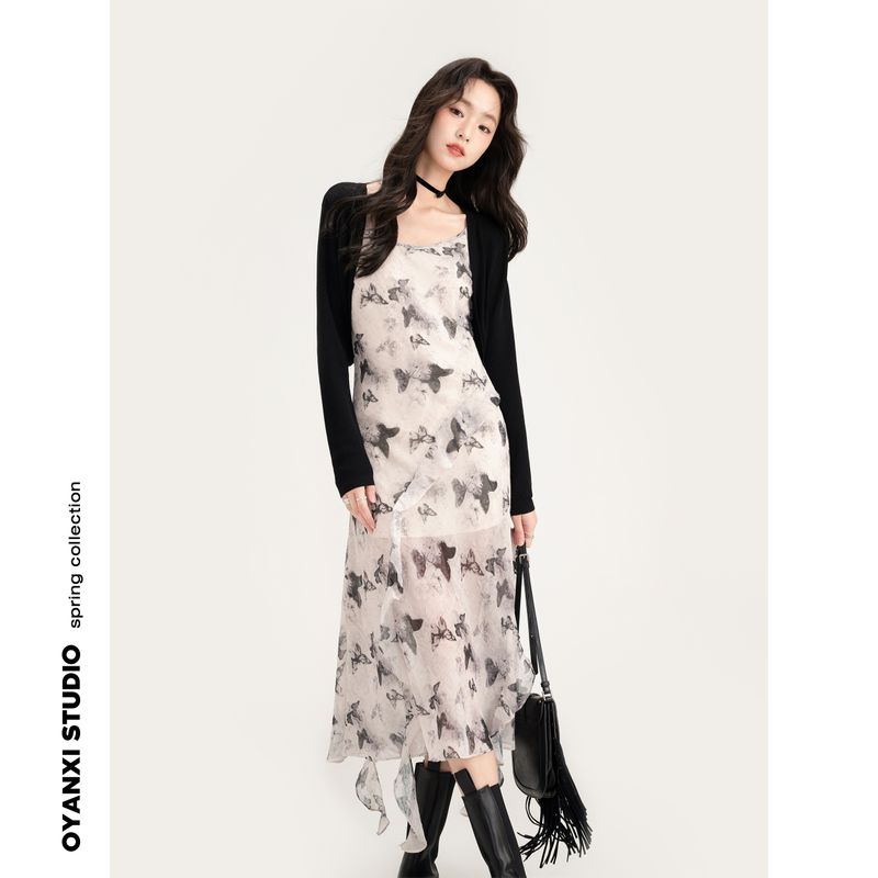 

Ouyang Xi Butterfly French Style Summer Dress Ink Painting