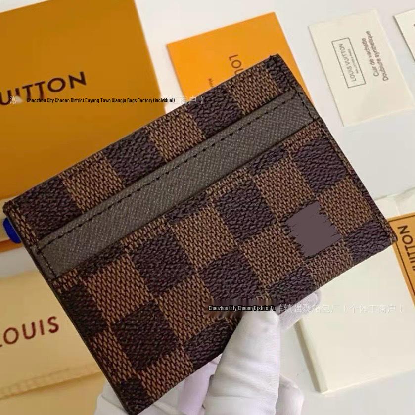 Vintage kostkovaná malá peněženka na více karet s logem