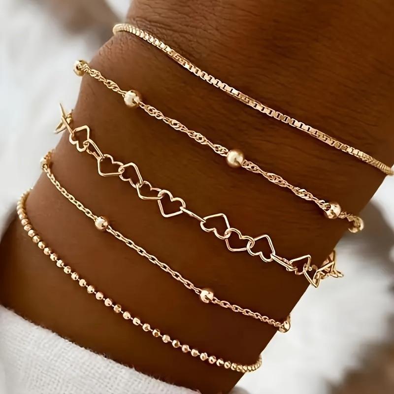 

European and American bracelet set Bohemian minimalist jewelry metal chain women s multi-layer chain strip bracelet