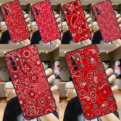 Red Bandana Paisley Funda For Samsung Galaxy A15 A25 A35 A55 A52 A32 A12 A14 A34 A54 A51 A71 A53 A13 A33 Case