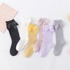 1/5Pairs Children Girls Socks With Bows Cotton Soft Toddlers Long Socks Kids Princess Dance Knee Stocking For Girls 1-8Years Old