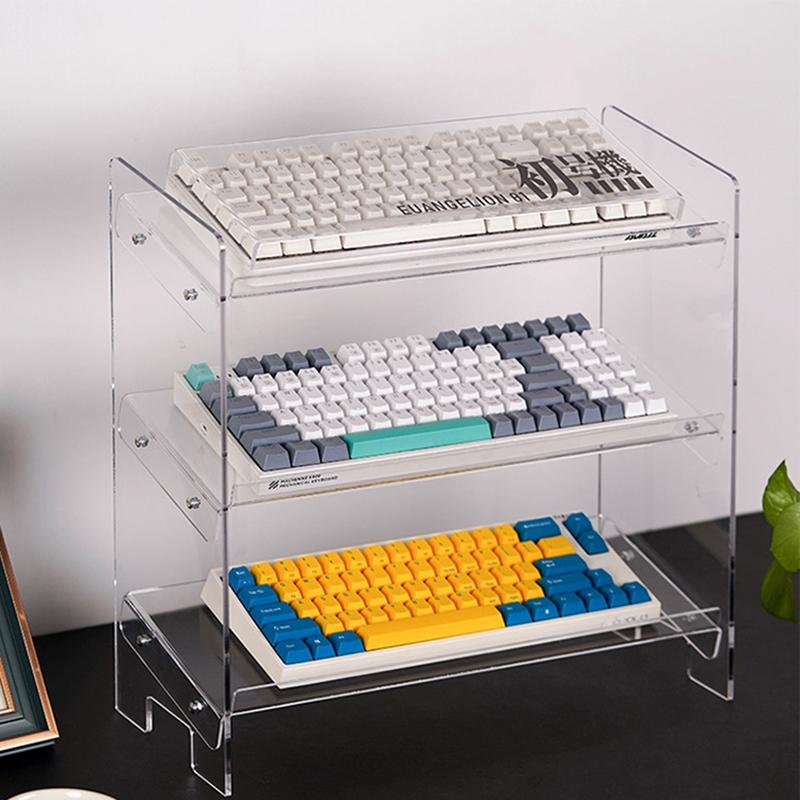 Transparent Acrylic Keyboard Display Stand Keyboard Mouse Desktop Organizer Acrylic layer Rack keyboard tray Desktop Organizer