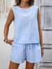 2026 Summer European & American Women's Sleeveless Round Neck Vest & Shorts Casual Fashion Two-Piece Set