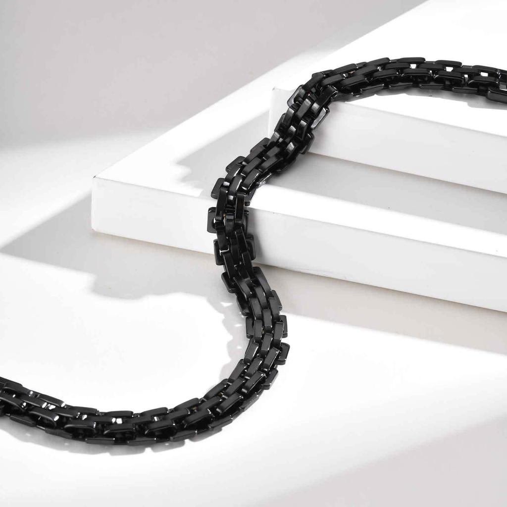 Vnox 8.7mm Stainless Steel Strap Chain Bracelet for Men, Adjustable Jewelry Clasp Wristband, Punk Style Gifts for Birthday Party
