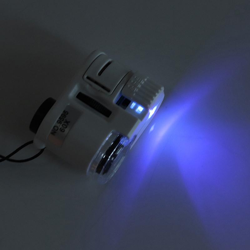 60X Mini Magnifier Microscope With Led Light Jewelry Jeweler Currency Dectector