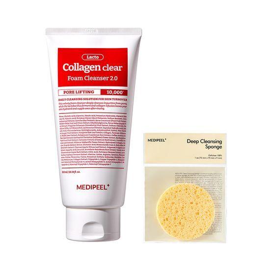 MEDI-PEEL Red Lacto Collagen Clear Foam 2.0 300ml Plan (+ Deep Sponge)