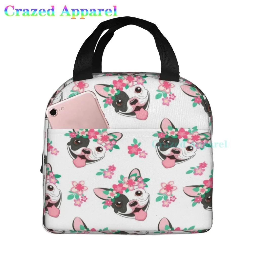 French Bulldog Cute Dog Insulated Lunch Bag Portable Thermal Cooler Box Reusable Picnic Tote Bento Bag for Men Women Kids