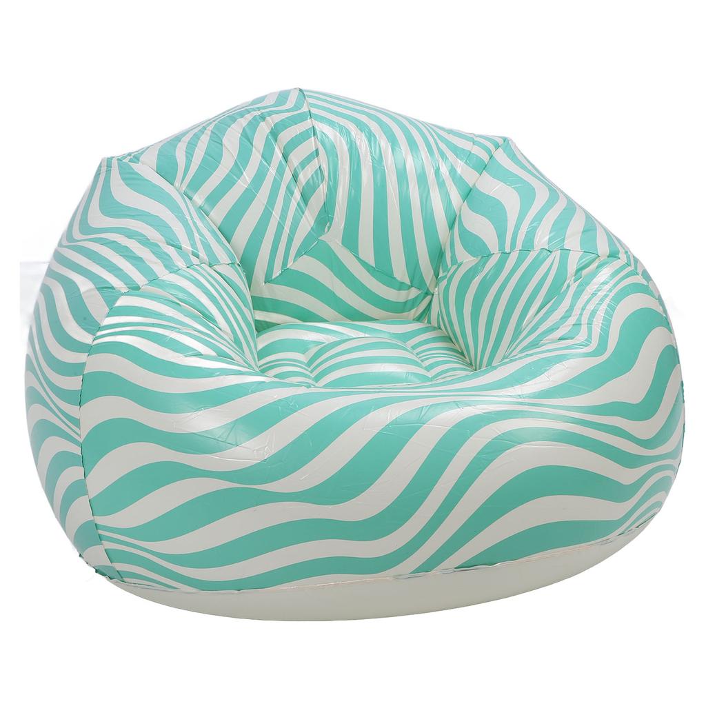Aufblasbarer Stuhl PVC Wellenstreifenmuster Ergonomisches Design Minimalismus Aufblasbarer Sitzsackstuhl Grün