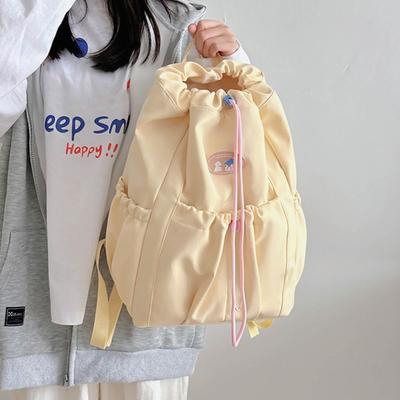Einfarbig Frische Farbe Kordelzug Rucksack Große Kapazität Nylon Schüler Schultasche Aufbewahrungstasche Koreanischer Stil Umhängetasche