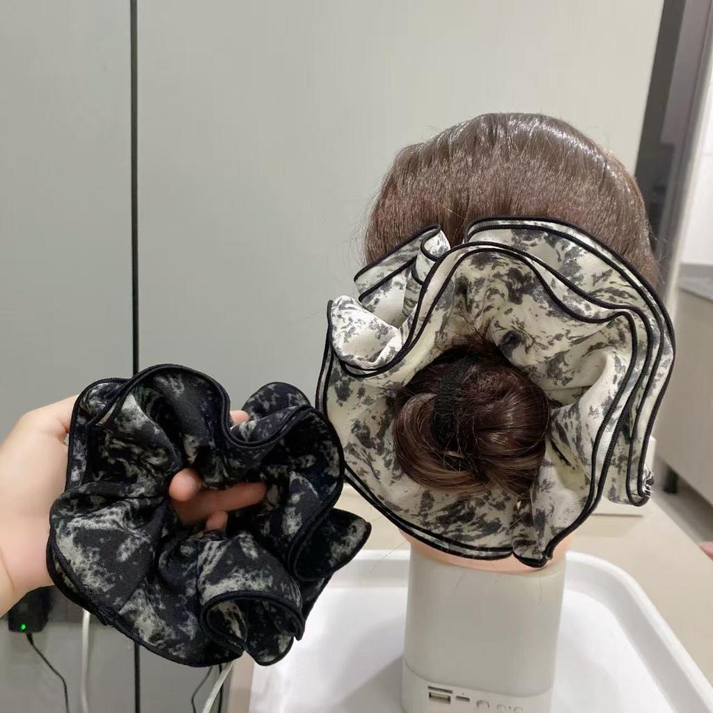2025 High-End Retro Korean Ink Wash Scrunchie Hair Flower Accessory