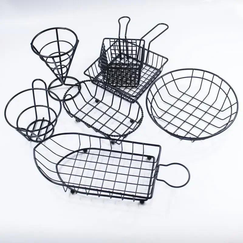 French Fries Basket Snack Bucket Fried Chicken Chip Storage Basket Food Frying Basket Oil Strainer Creative Tableware Container