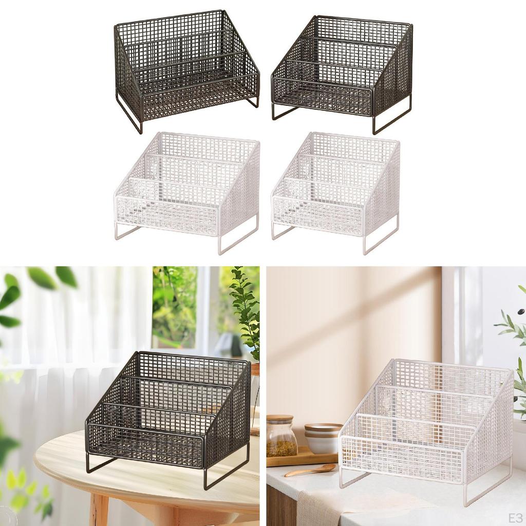 Plattenständer 3 Fächer Aufbewahrungsregal Arbeitszimmer Schreibtisch Organizer Metall