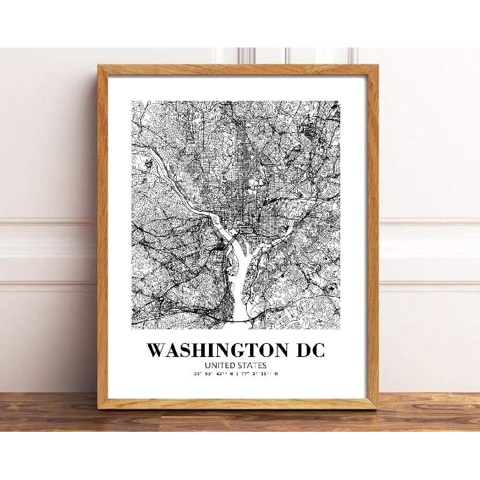 Eleville 8X10 Unframed Washington DC United States City View Abstract Road Modern Map Art Print Poster Wall Office Home Decor Minimalist Line Art