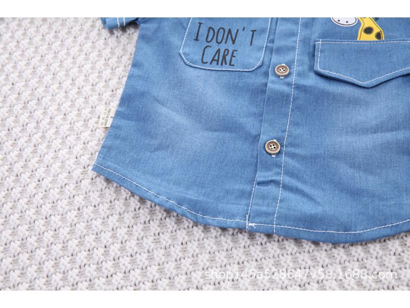 Stylish Toddler Summer Short-Sleeve Lapel Denim Two-Piece Set for Boys & Girls