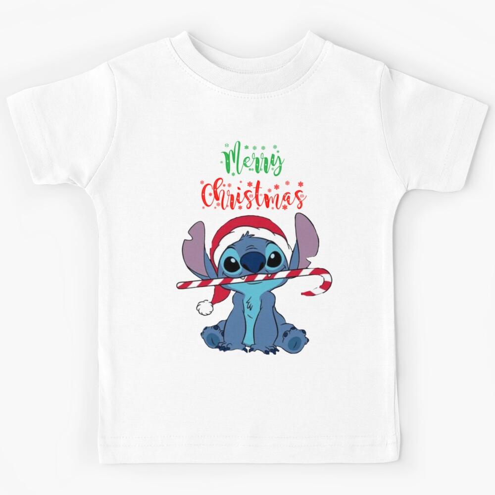 Cute Blue Alien Merry Christmas Candy Cane Holiday Art Kids T-Shirt 130