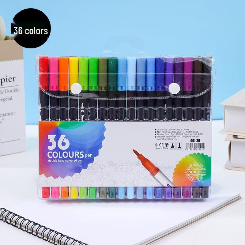 120-Color Double-Ended Watercolor Marker Set with Soft Tips & Fineliner for Students & Art Studio Use