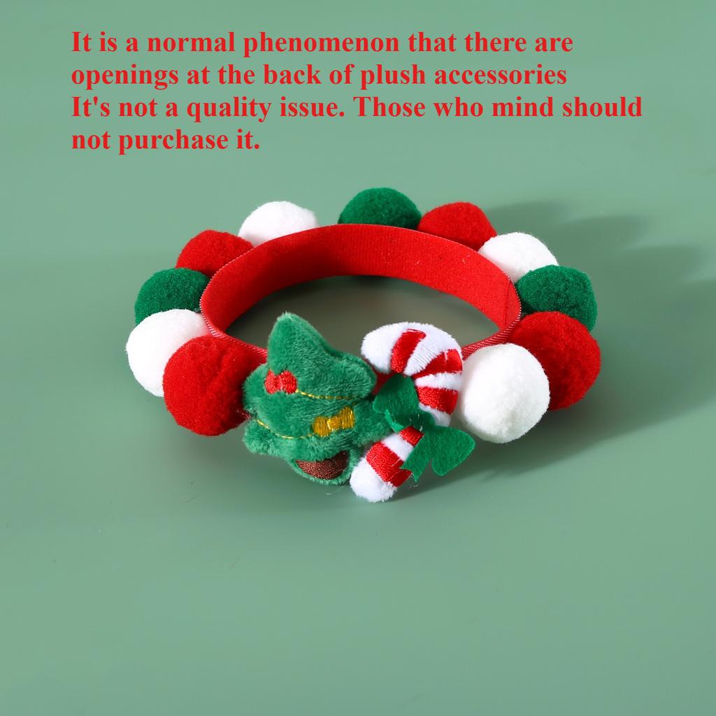 Christmas Pet Collars Cat Dog Funny Plush Balls Elastic Headpieces Party Accessories Small Medium-sized Dog Plush Cloth Dog Neck