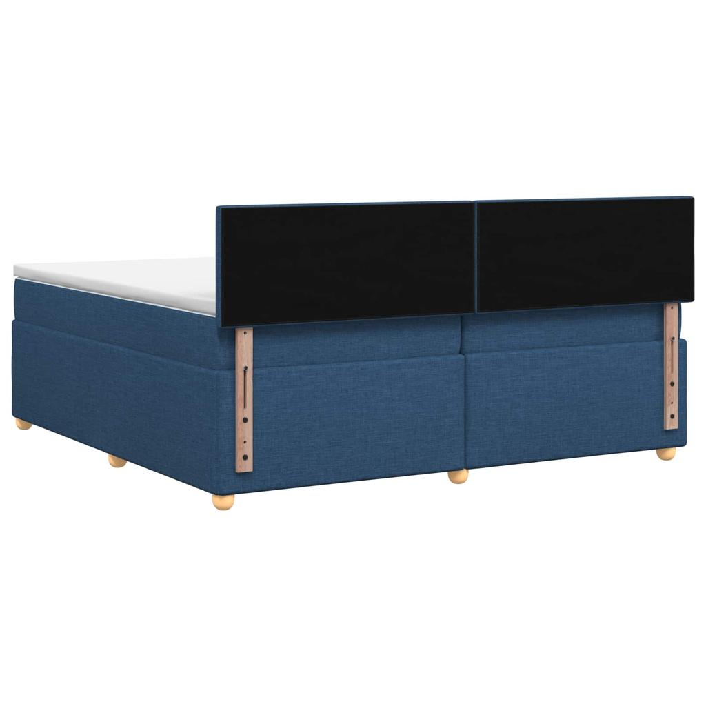 Box Spring Bed with Mattress and Headboard Blue 200 X 200 Cm Fabric