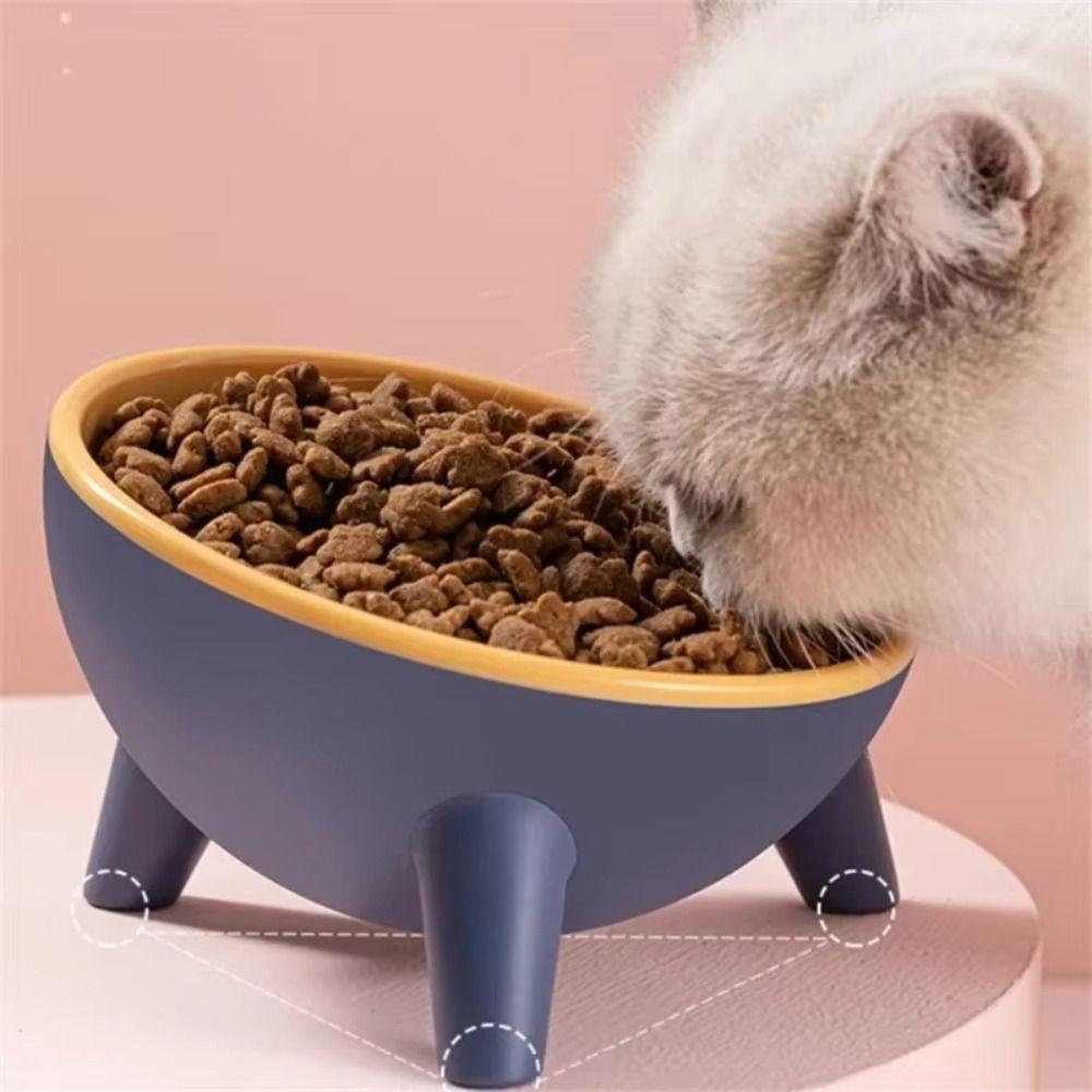 Anti Slip Pet High Footed Bowl 15° Inclination Anti Vomiting Cat Food Water Bowl Wide Mouth Protect Cervical Vertebra