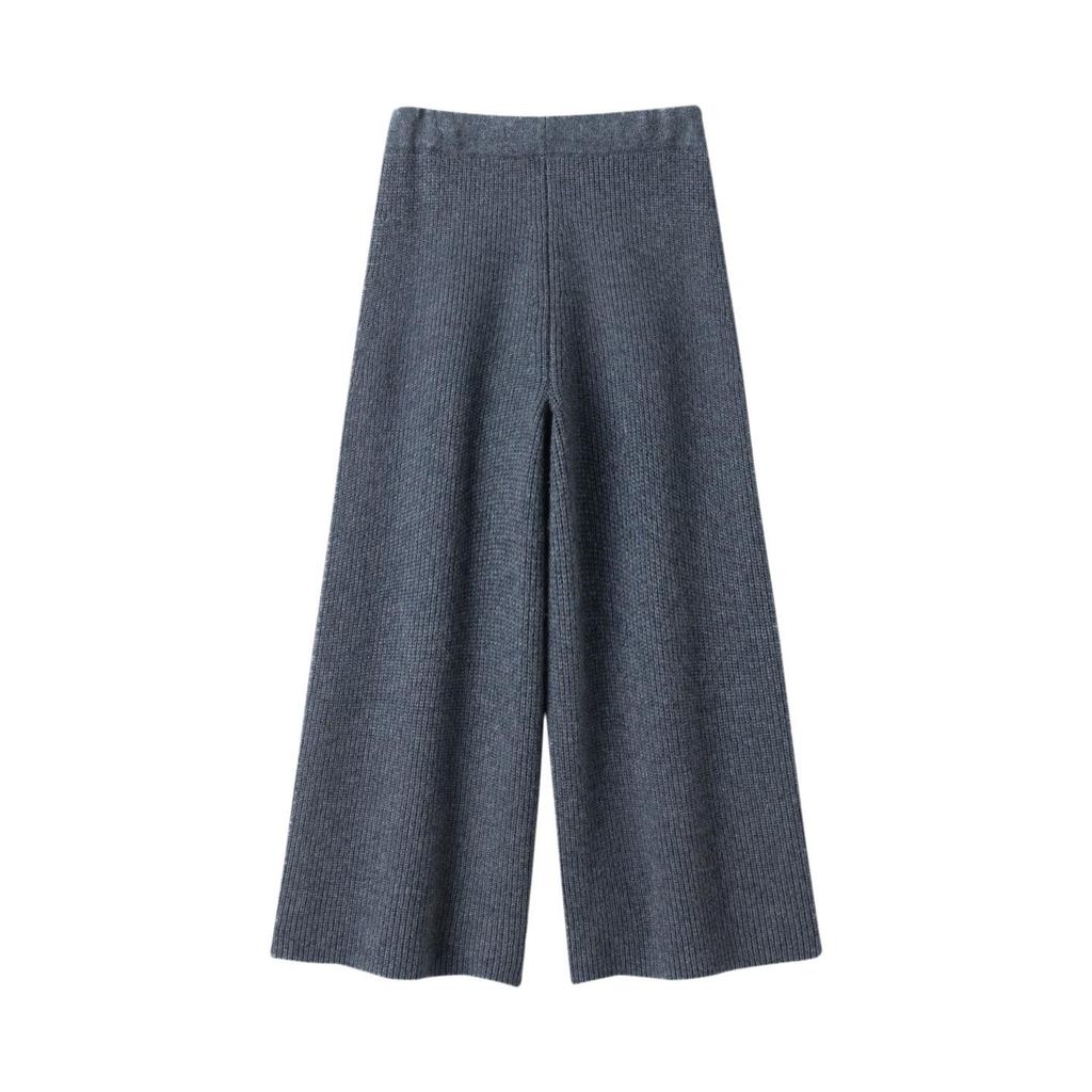 High-Waisted Ribbed Cashmere Pants - Warm and Elegant for Autumn/Winter