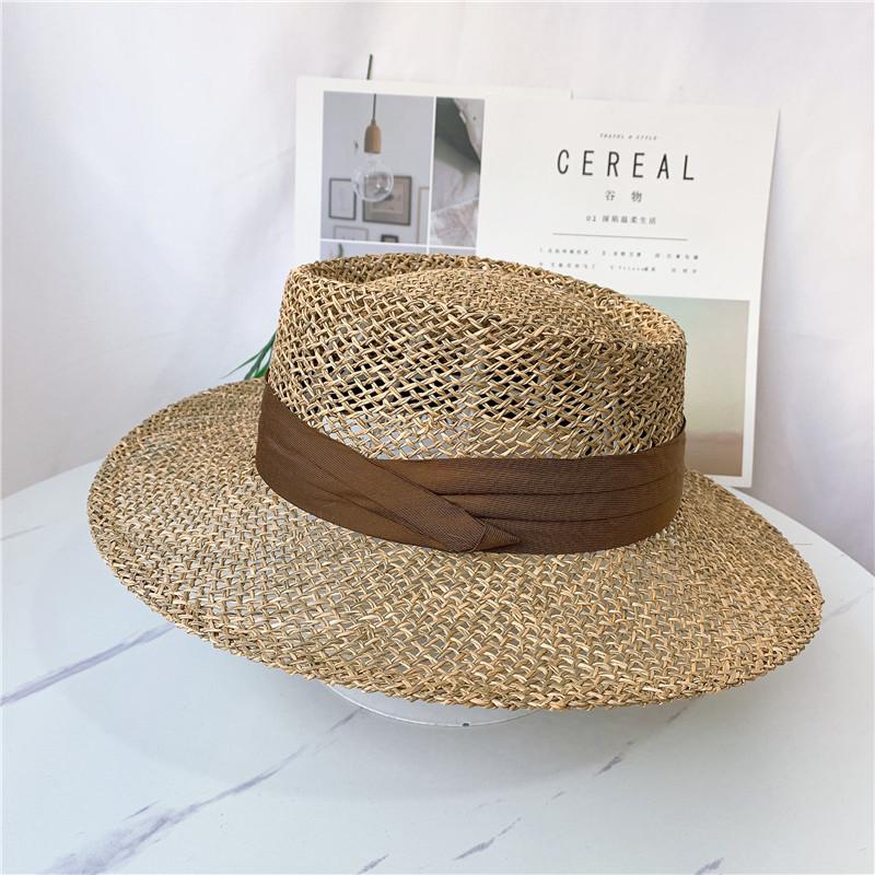 2024 New Summer Women Wide Brim Seagrass Straw Hat Fashion Lady Kentucky Derby Sun Hats Boater Panama Beach Cap Chapeu Feminino