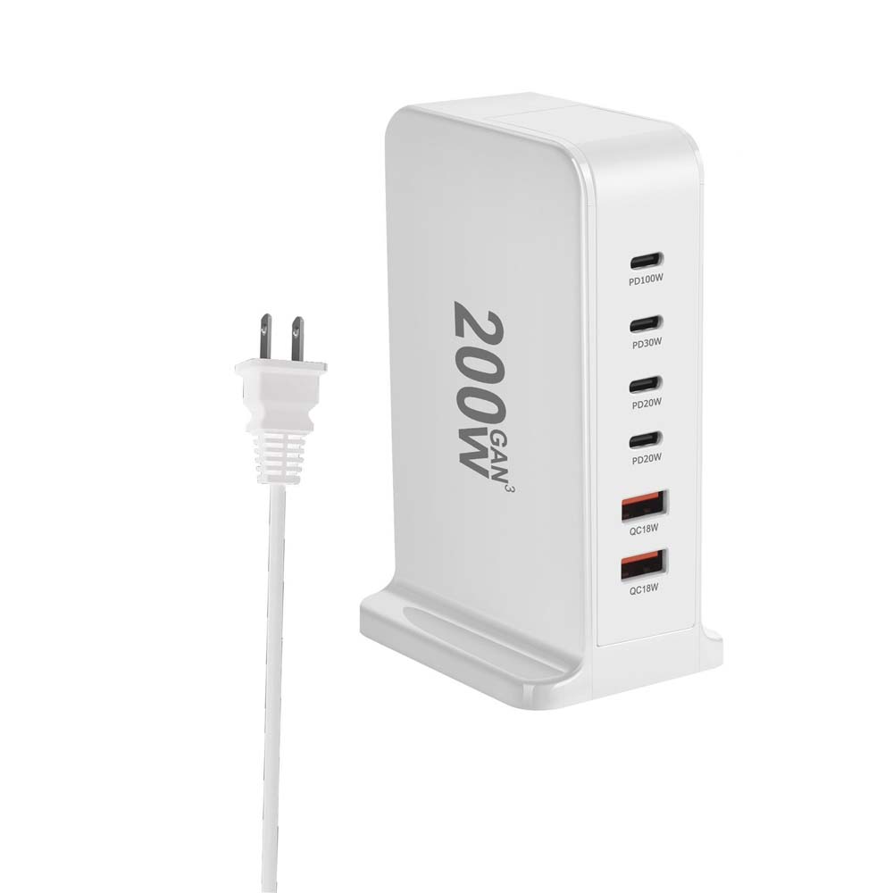 200W 168W stolní GaN rychlonabíječka PD 6 portů USB typu C USA EU AUS UK adaptér pro mobilní telefony a notebooky, nabíjecí dokovací stanice, stojan