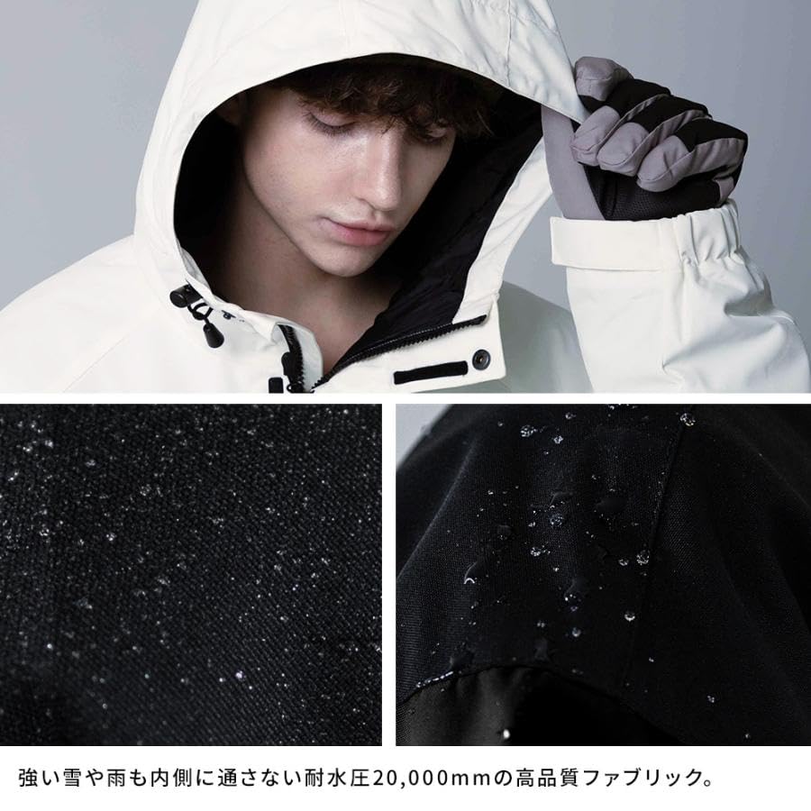 BOARDEE Snowboard Wear Set and Size L and Men's (Jacket Pants) BD24IFOT03M×OB02M, (Jacket Pants/Brown)