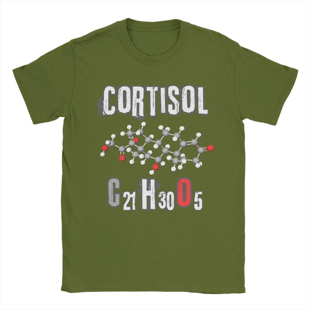 Magliette Design Molecola Cortisolo Uomo Cotone Puro Magliette Novità Girocollo T-shirt Manica Corta Top Stampati