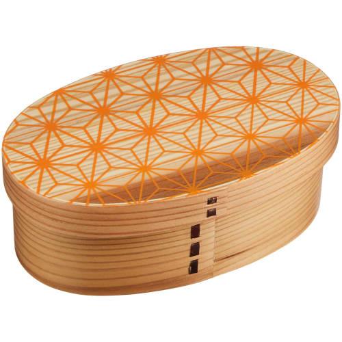 

Kanoryu Asanoha Orange Bentwood Lunch Box, Size S, Na, Approx. 16.5 x 10 x 6 cm, S19-35-5s