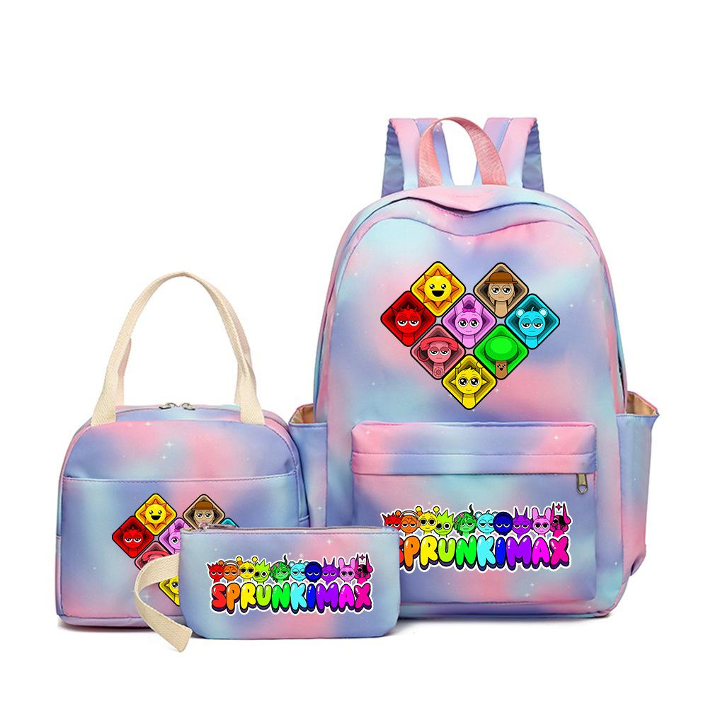 Popular Sprunki Rhythm Box Cartoon Elementary School Bag Children's Backpack Backpack Three-piece Set