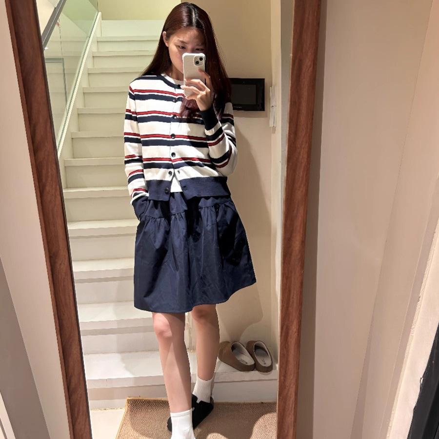 Стильный в college-стиле полосатый вязаный кардиган-свитер женский осенне-зимний новый контрастных цветов корейский короткий жакет One Size