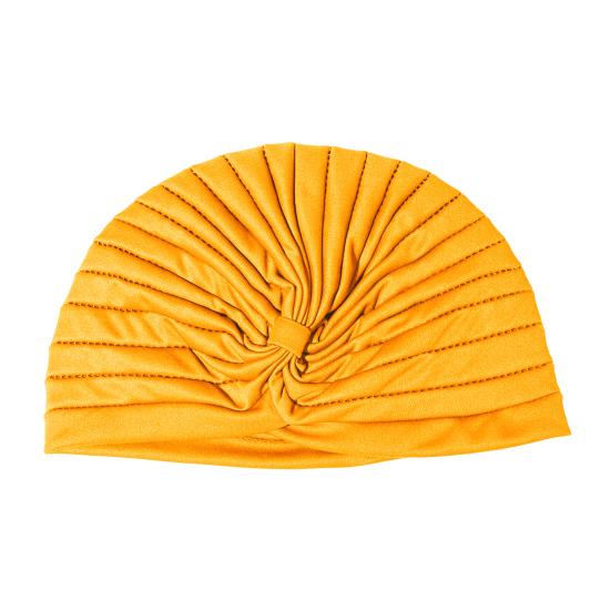 Yoga Hat with Satin Lining Hair Protection Frizz Control Soft Breathable Turban Nightcap High-Elastic Pleated Fabric Turban Hat