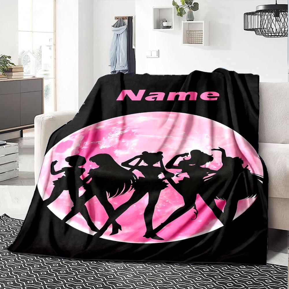 Custom Name Sailor Moon Theme Printed Blanket - Perfect for Couch, Bed, Travel & Outdoor Use | Machine Washable, Cozy & Durable.