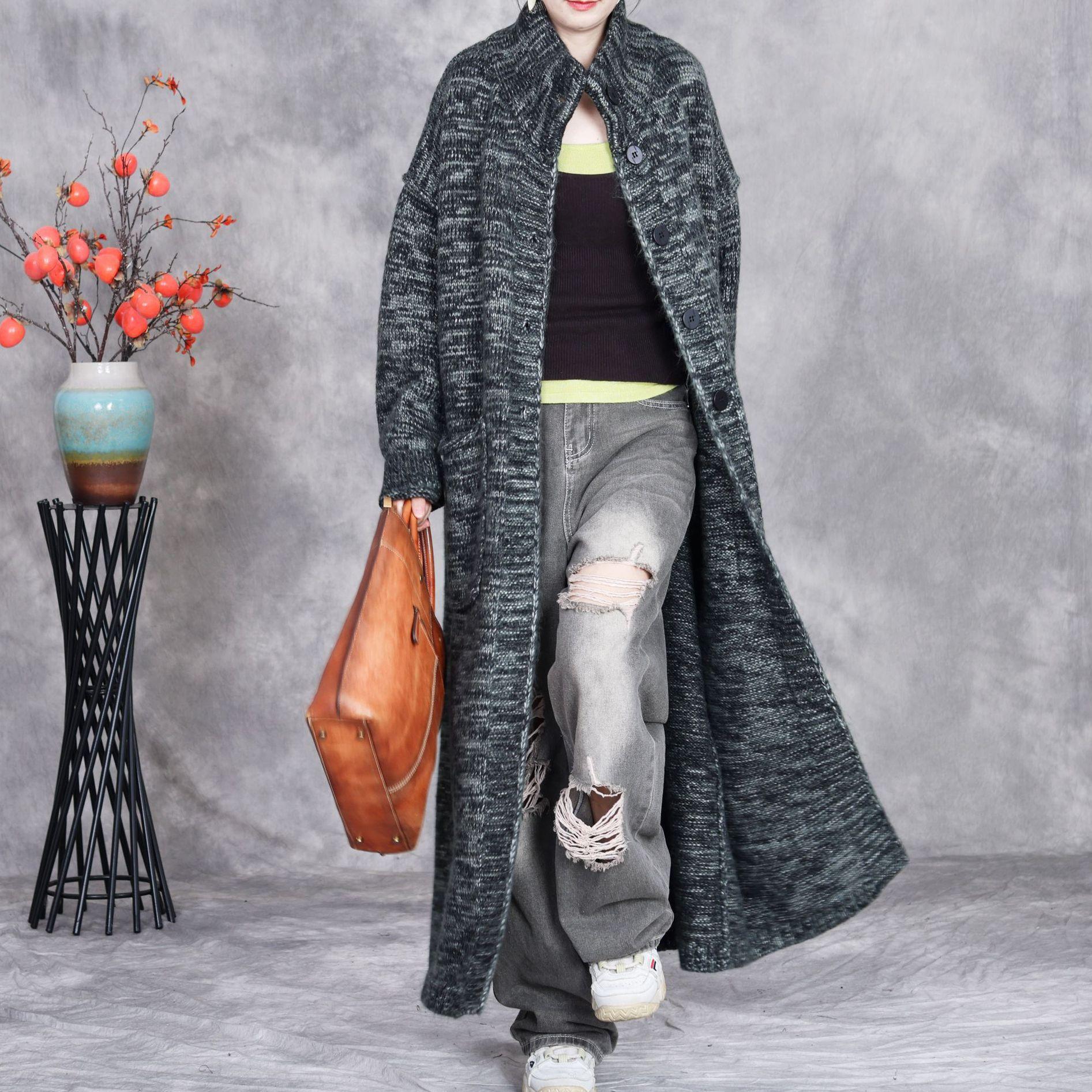 

Johnature Жіночі зимові вільні повсякденні однобортні ретро-пальта у вінтажному стилі з довгими рукавами в китайському стилі One Size зелений