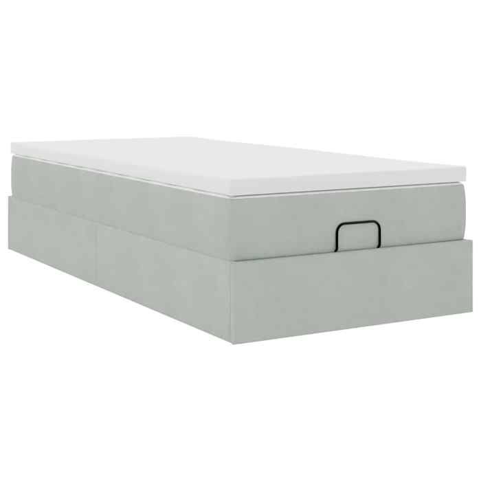 VidaXL Ottoman Bed Frame and Mattress Light Grey 90x200 Cm Velvet 3311159