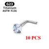1/10PCS ASTM F136 G23 Titanium Piercing Nose Stud 20G L-Shape Nariz Studs With Zircon 2-3mm Nose Rings Nostril Piercing Jewelry