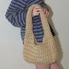 Wool 100% Handmade Crochet Shoulder Bag _ Beige