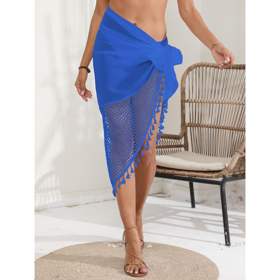 Women's Long Beach Sarong - Flowy Chiffon Wrap Skirt with Tassel, One Piece Swimwear Cover Up 0997