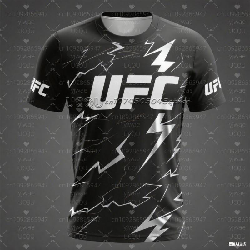 Herren UFC Kampf-Trikot Neue Mode Herren Blitzmuster Rundhals-T-Shirt Männlich Lässig Sport Kontrastfarbe Outwork Oberteile
