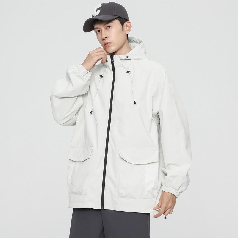 Giacca da Montagna Uomo e Donna Autunno Tooling Antivento Monopetto Cappotto Largo Coppia Outdoor Impermeabile Antivento con Cappuccio