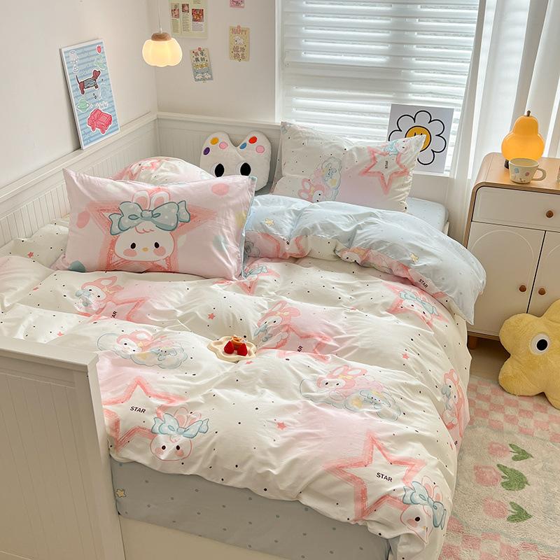 Printed Cotton Dormitory Three-piece Set, Bedding Quilt Cover, Bed Sheet Four-piece Set